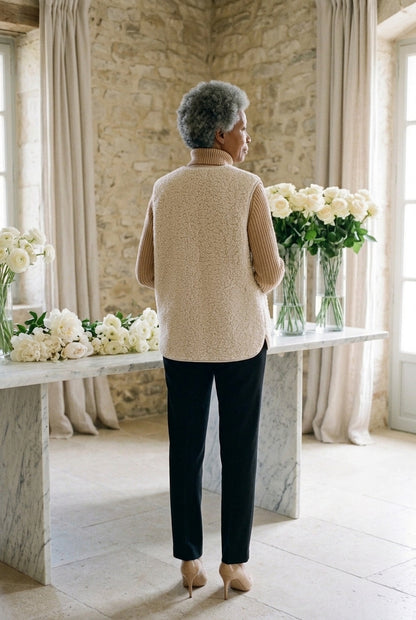 Katya Vivianne | Ribbed Knit Button-Up Vest