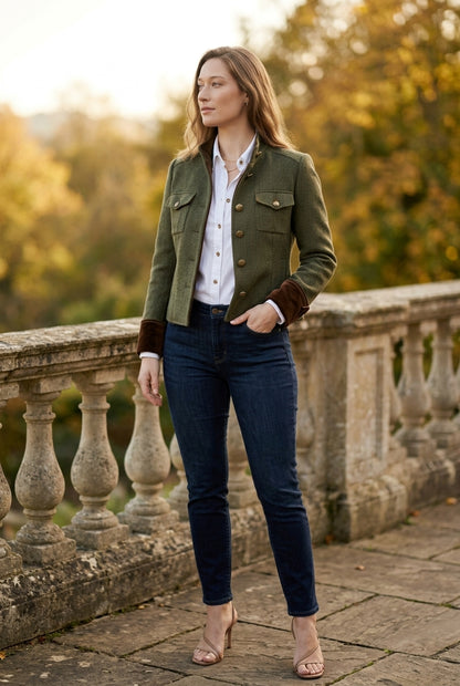 Karla | Herringbone Tweed Military Jacket