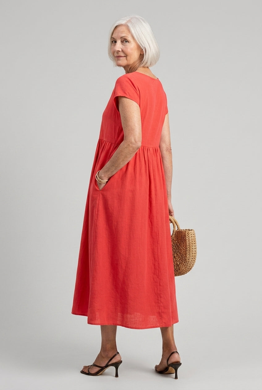 Wanda Sabelle | A-Line Midi Dress with Pockets