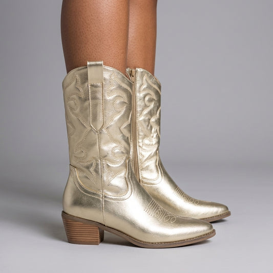 Zana | Embroidered Mid-Calf Boot