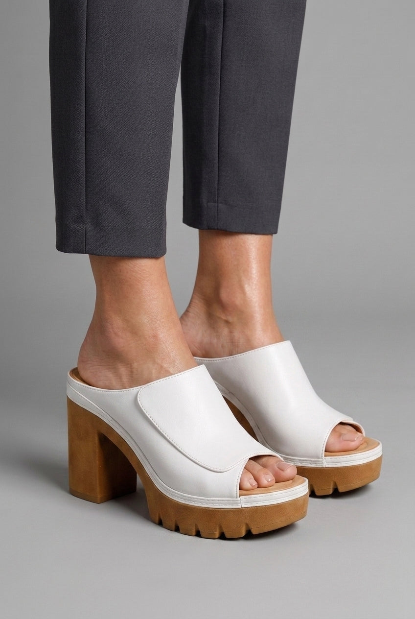 Classic Premium Platform Heels for Women, Slip-On Strap Supportive Sole Wide Heel Base, for Work, Date Night, Party & Ev