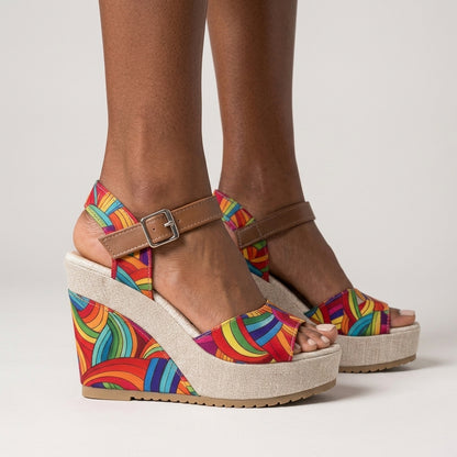 Wilma | Patterned Buckle Platform Heels
