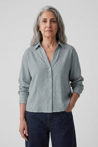 Casual Long Sleeve Shirt for Women, Loose Fit Soft Breathable, for Work-From-Home, Everyday Wear, Layering & Weekends