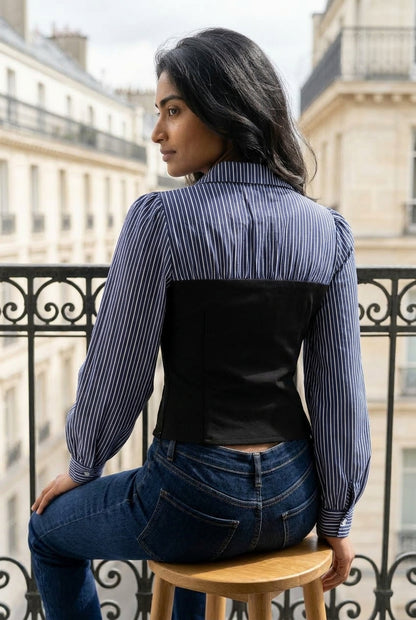 Sukya | Striped Bishop-Sleeve Shirt