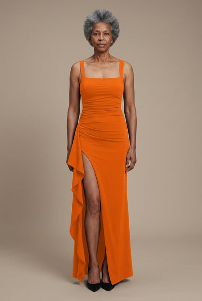 Elegant Open-Back Maxi Dress for Women, Flowing Lightweight Long-Sleeve, for Weddings, Evening & Special Occasions