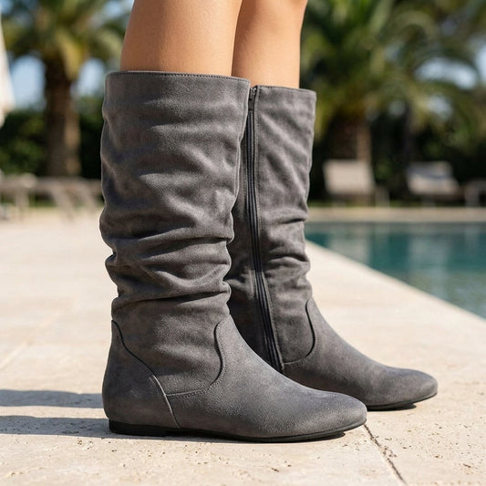 Mette | Suede Slouch Mid-Calf Boots