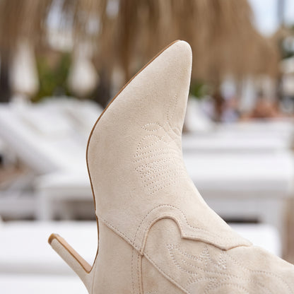 Vegya | Embroidered Mid-Calf Slip-On Boot