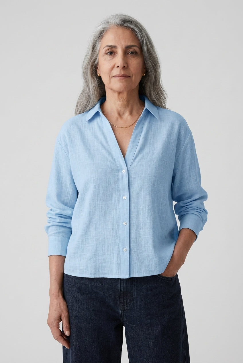 Casual Long Sleeve Shirt for Women, Loose Fit Soft Breathable, for Work-From-Home, Everyday Wear, Layering & Weekends