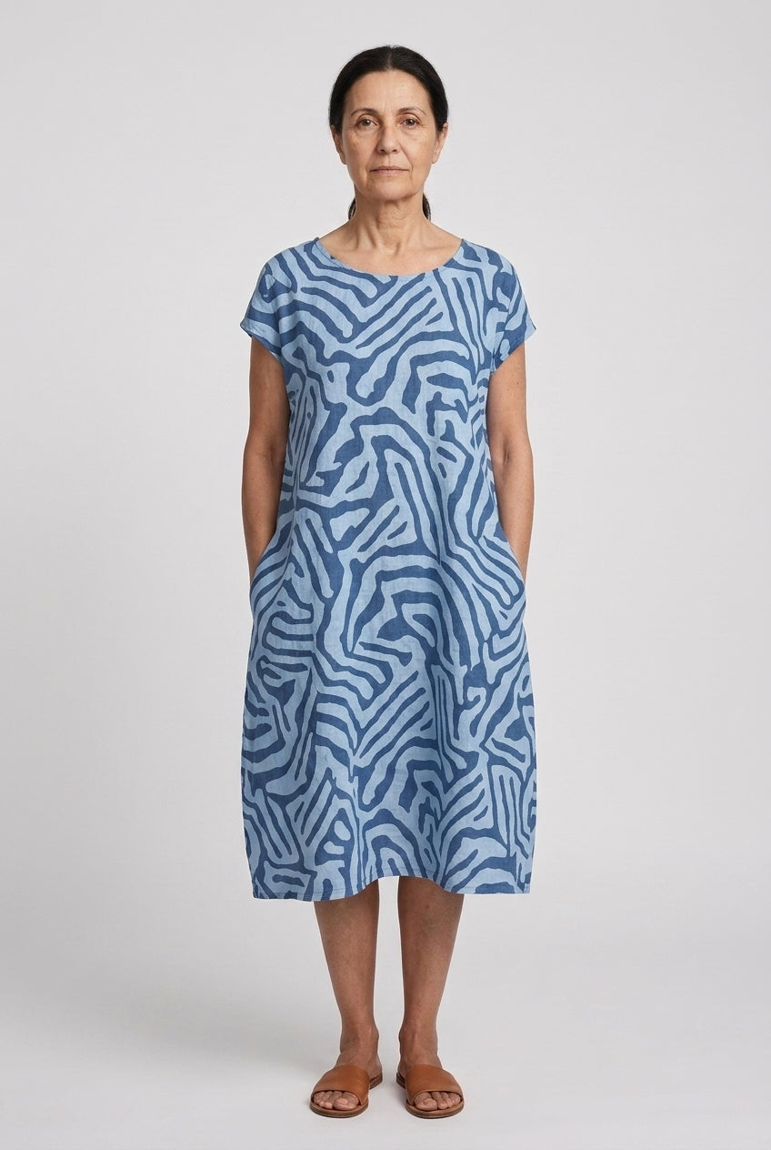 Elegant Round Neck Dress for Women, Lightweight Breathable Casual Midi, for Summer, Holiday, Brunch & Everyday Wear