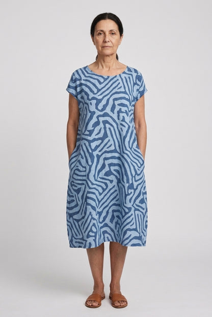 Elegant Round Neck Dress for Women, Lightweight Breathable Casual Midi, for Summer, Holiday, Brunch & Everyday Wear