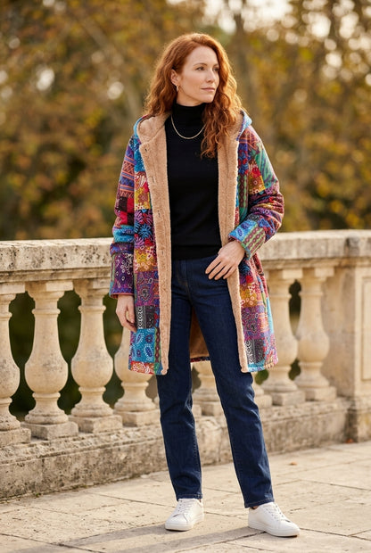 Anni | Fleece-Lined Patchwork Hooded Jacket