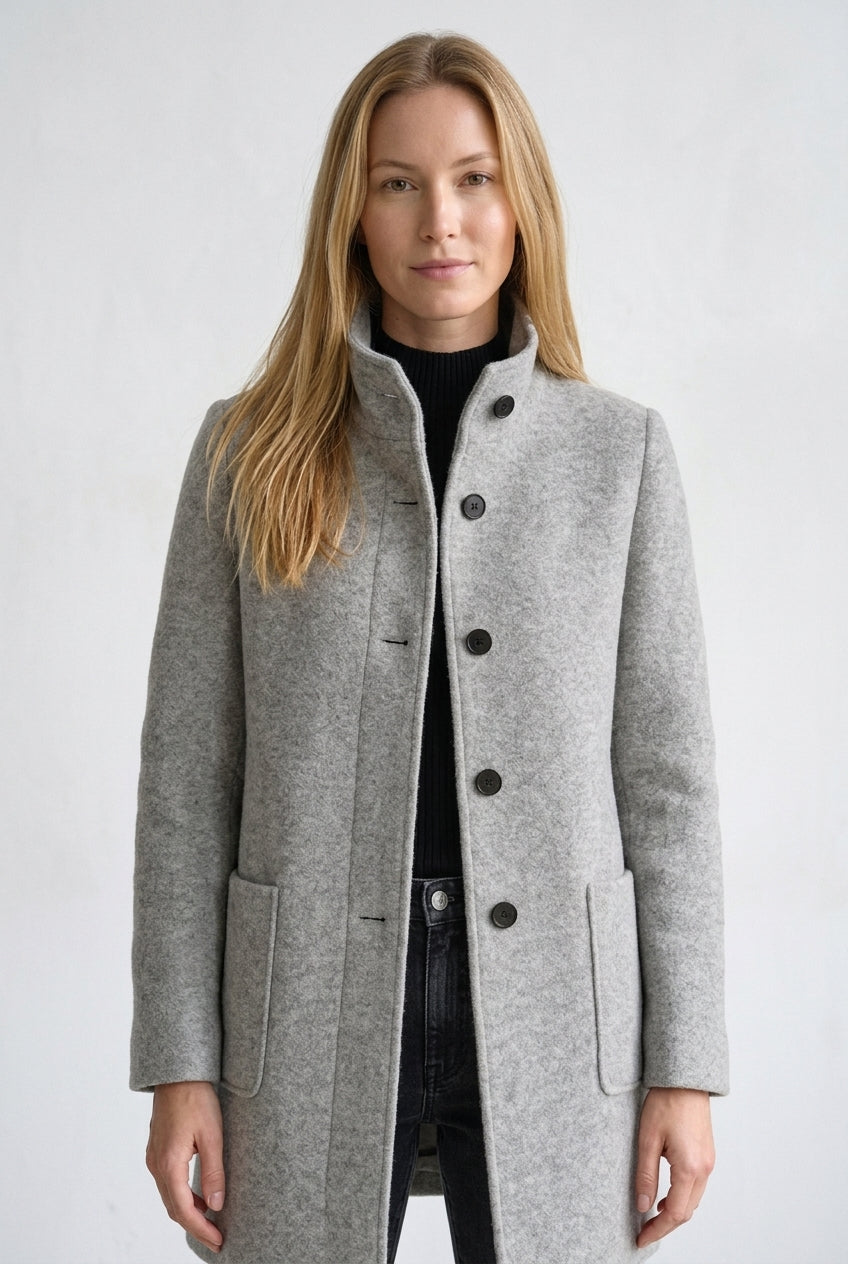 Classic Structured Coat for Women, Tailored Long-Sleeve Soft Warm Elegant, for Work, Office, Everyday & Going Out