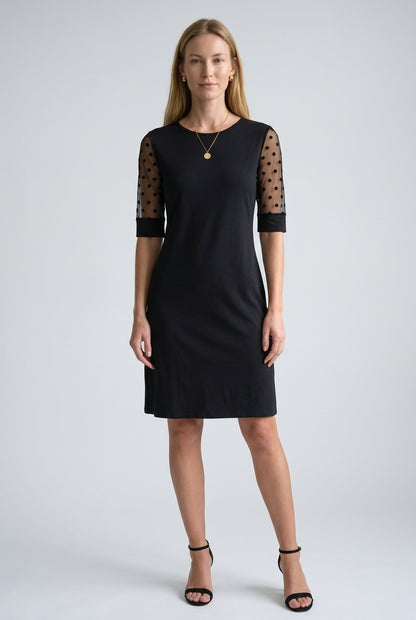 Elegant Lace Dress for Women, Straight-Fit Sheer-Sleeve Minimalist, for Work, Evening, Dinner & Everyday Wear