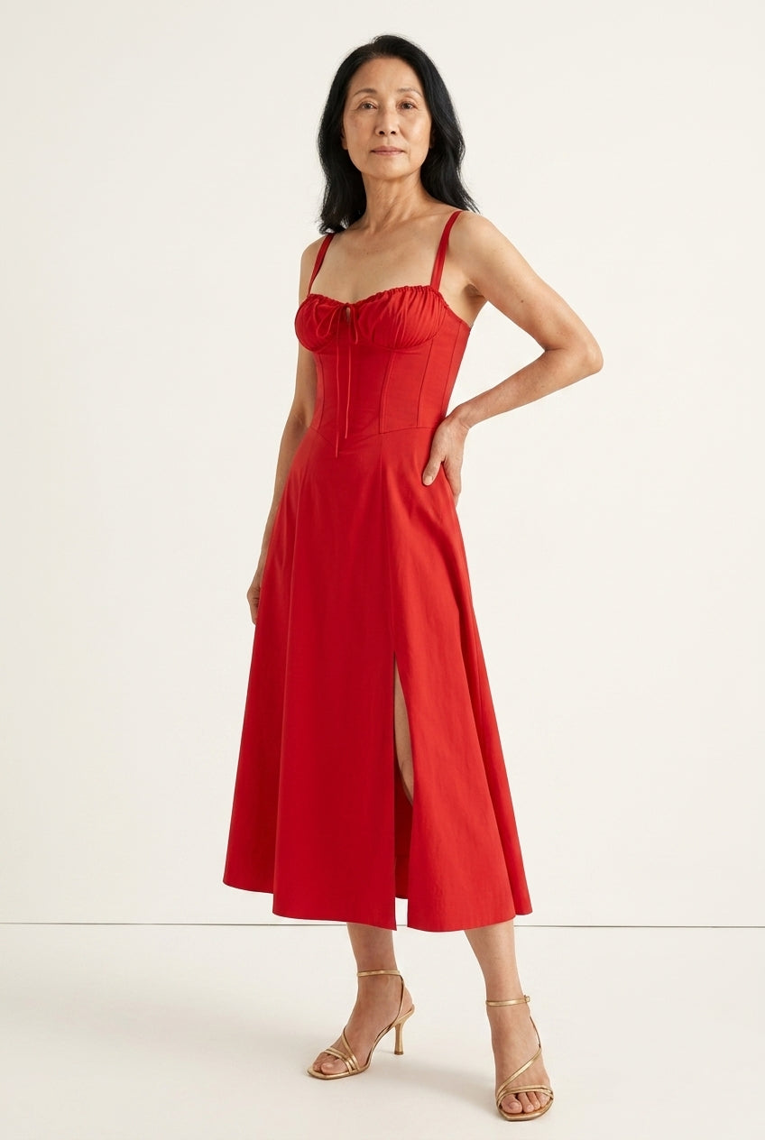 Nella Ume | Floral Sweetheart Midi Dress