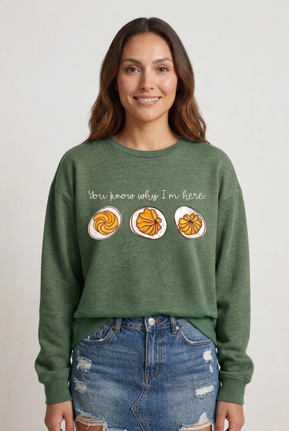Playful Graphic Sweatshirt for Women, Soft Relaxed-Fit Long-Sleeve Crew Neck, for Thanksgiving, Fall & Casual Wear