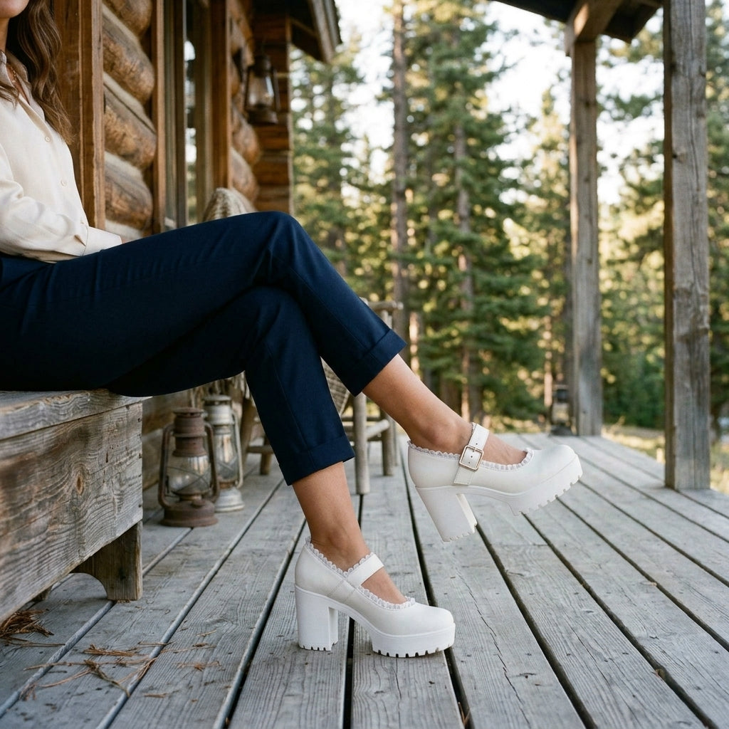 Angelique | Scalloped Buckle Platform Loafers