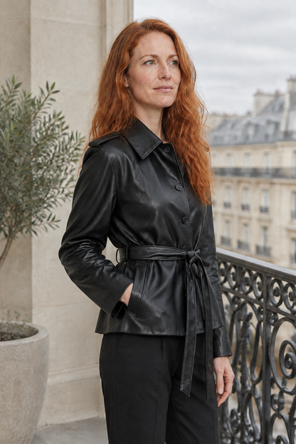 Ilsis | Cropped Faux Leather Moto Jacket