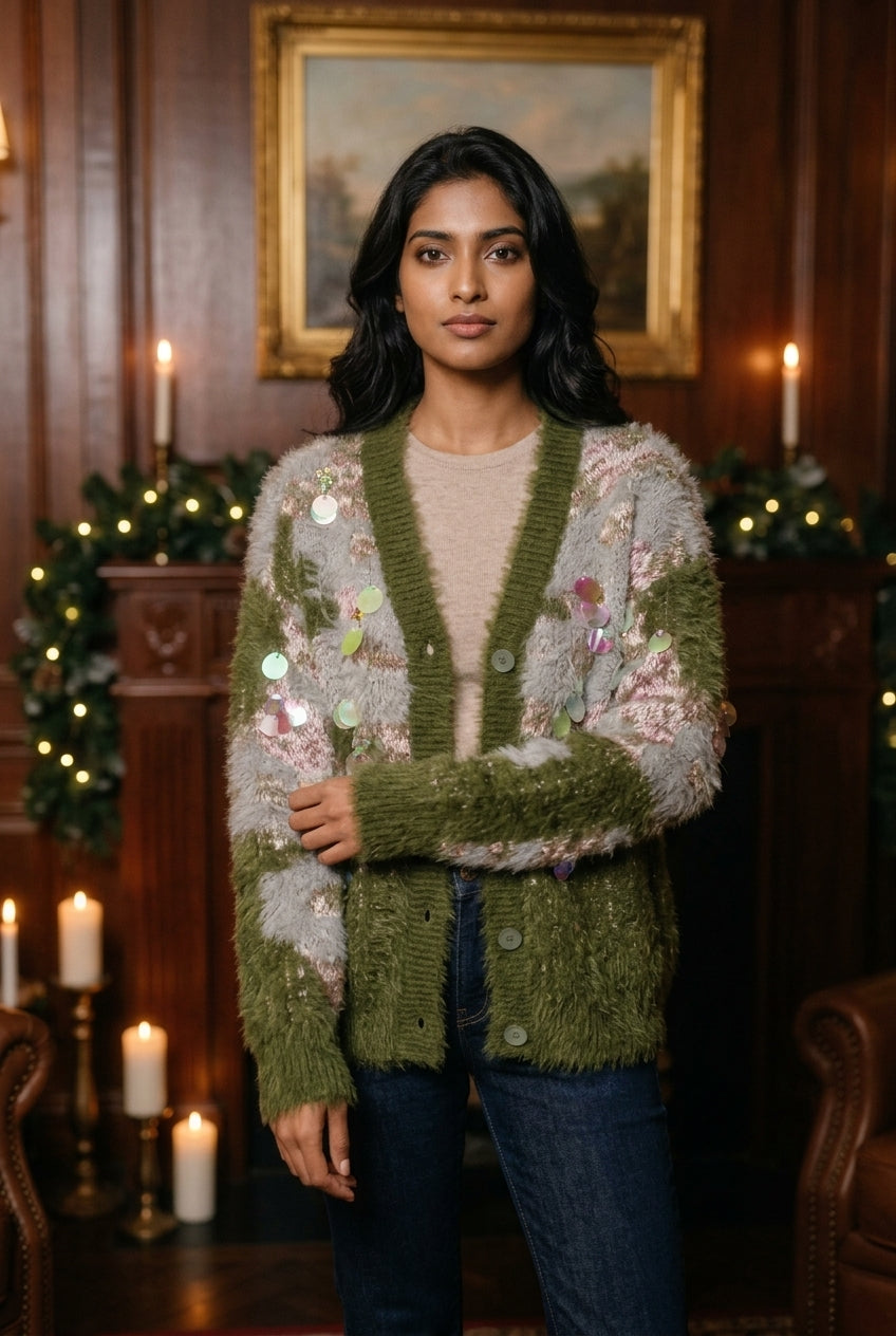 Merla | Festive Colorblock Cardigan