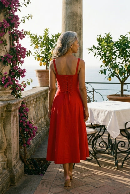 Nella Ume | Floral Sweetheart Midi Dress