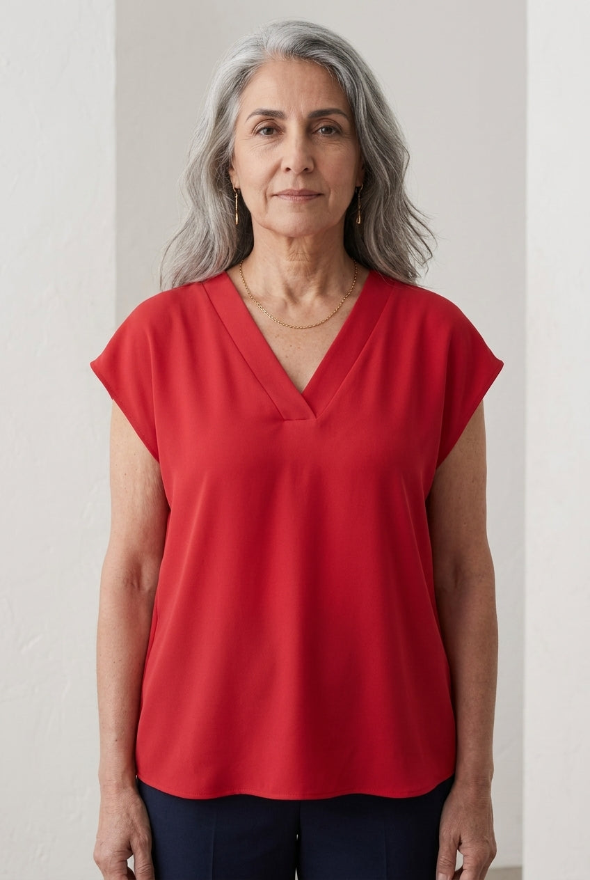 Malvina | V-Neck Short Sleeve Top