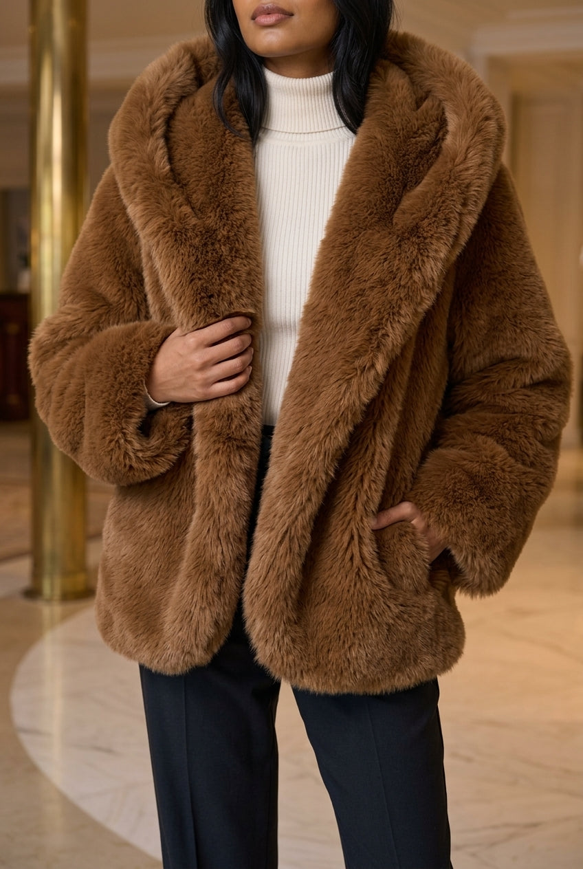 Dagmar | Oversized Faux Fur Hooded Coat