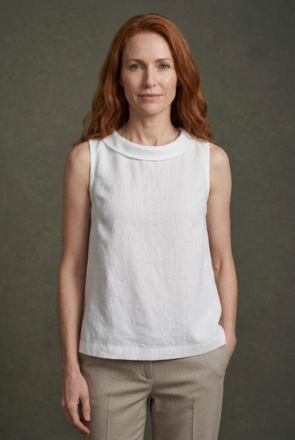 Casual Sleeveless Roll Collar Top for Women, Lightweight Soft Structure, for Work, Brunch, Vacation & Everyday Wear