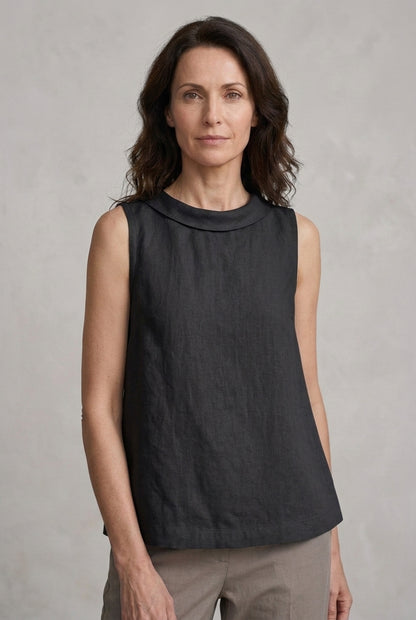 Casual Sleeveless Roll Collar Top for Women, Lightweight Soft Structure, for Work, Brunch, Vacation & Everyday Wear