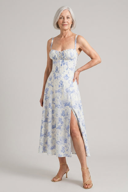 Nella Ume | Floral Sweetheart Midi Dress