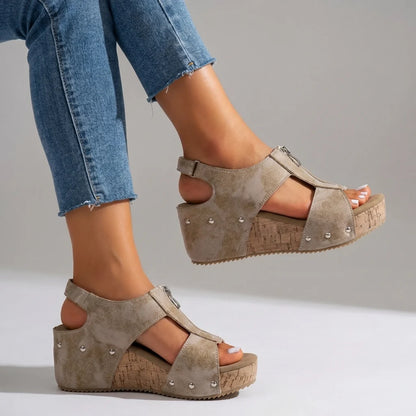 Brielle | Studded Wedge Sandals
