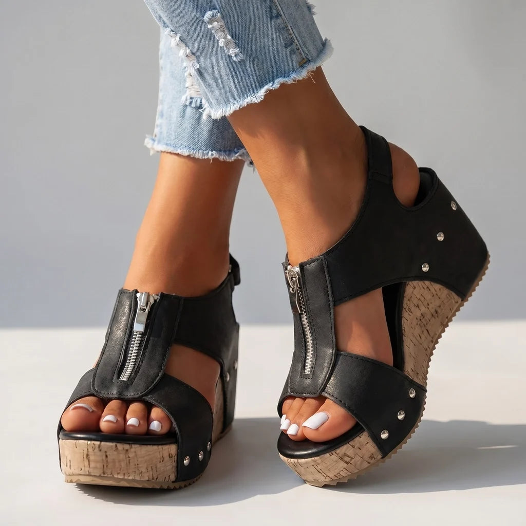 Brielle | Studded Wedge Sandals