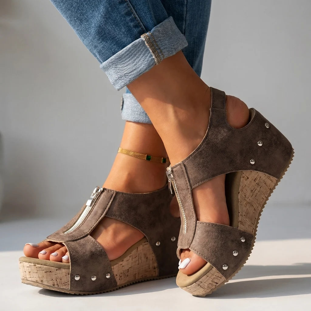 Brielle | Studded Wedge Sandals
