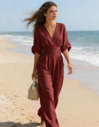 Cassandra | Wrap Wide-Leg Jumpsuit
