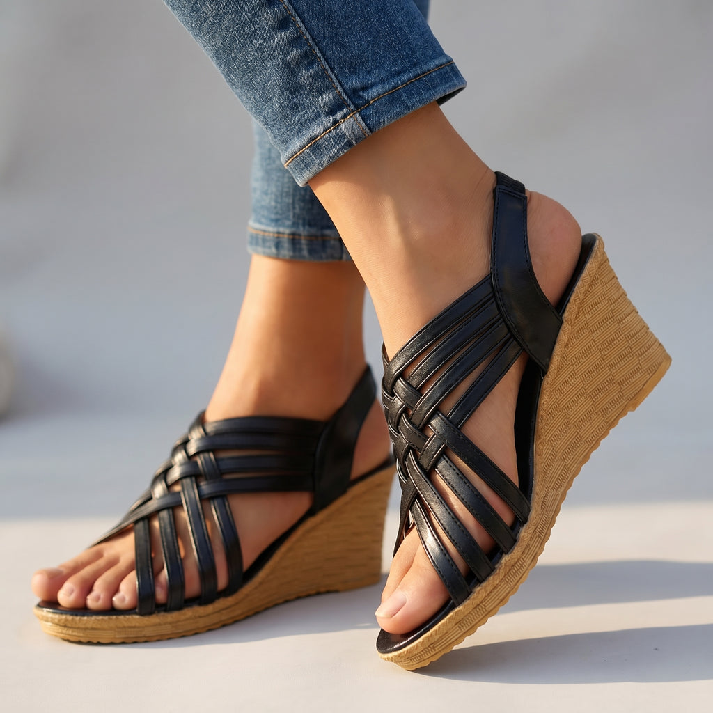 Francine | Woven Cross-Strap Wedge Sandal