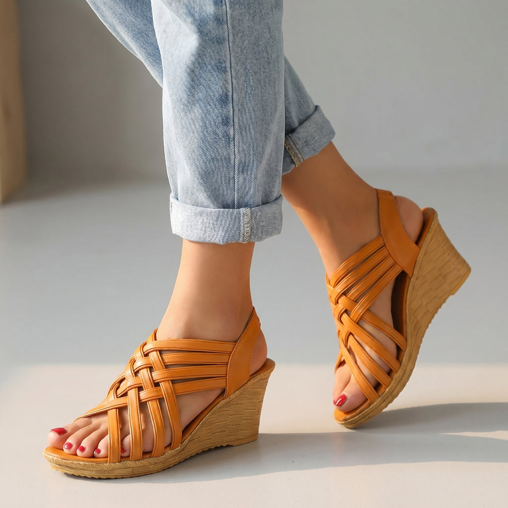 Francine | Woven Cross-Strap Wedge Sandal